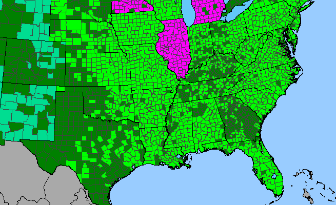 The range of Ambrosia artemisiifolia